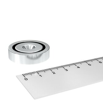 Neodymium potmagneet 32x8 mm vernikkeld