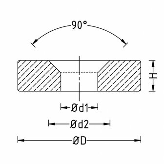 Metalen schijf 12x1,5 mm met verzonken gat als basis voor magneten