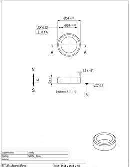 technische tekening magneetring zwart