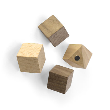 Wood Cube magneten - set van 4 stuks