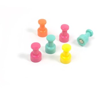 Push-Pin magneten neodymium - set van 6 vrolijk gekleurde magneten