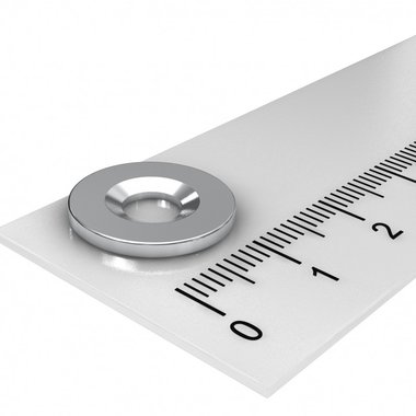 Metalen schijf 15x1,5 mm met verzonken gat als basis voor magneten