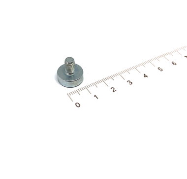 Neodymium Potmagneet 13 x 4,5 mm met M5 buitendraad 6,0 KG gegalvaniseerd