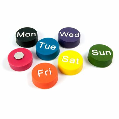 Weekdays magneten van rubber - set van 7 stuks