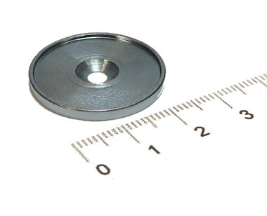 Metalen schijf 26x3 mm met verzonken gat en opstaande rand tegen afschuifkracht