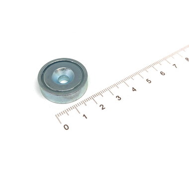 Neodymium Potmagneet 25 mm verzonken gat 16,3 KG gegalvaniseerd