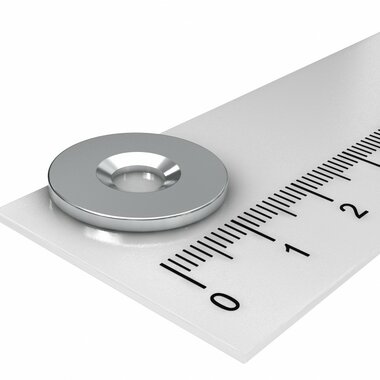 Metalen schijf 18x1,5 mm met verzonken gat als basis voor magneten