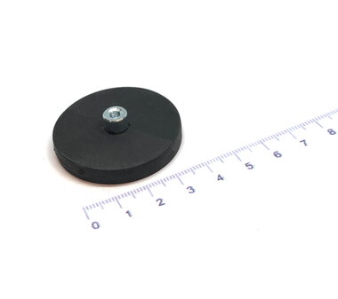 Rubber potmagneet 43 mm M4 draadbus 10 KG gegalvaniseerd