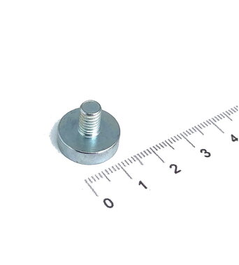 Neodymium Potmagneet 16 x 4,5 mm met M6 buitendraad 9,6 KG gegalvaniseerd