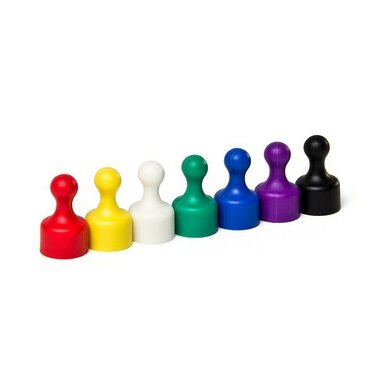 Vrolijke supersterke push pin magneten MAT - set van 7 stuks