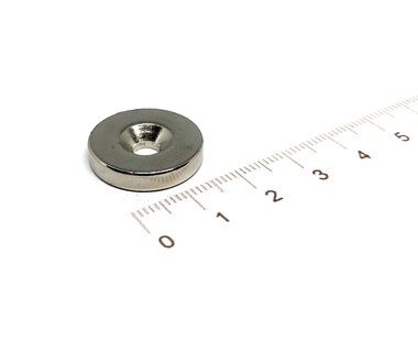 20 x 4 mm N45  vernikkeld met verzonken schroefgat