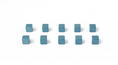 Kubus magneten Kubiq - Blue - set van 10 blauw metallic kubussen