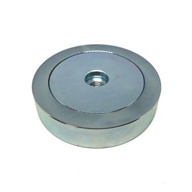 Neodymium Potmagneet 80 mm M10 binnendraad 178 KG gegalvaniseerd