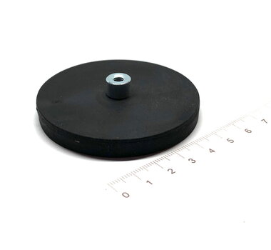 Rubber potmagneet 66 mm M5 draadbus 25 KG gegalvaniseerd