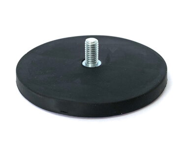 Rubber potmagneet 88 mm M8 buitendraad 56 KG gegalvaniseerd