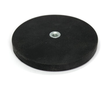 Rubber potmagneet 88 mm M6 binnendraad 56 KG gegalvaniseerd