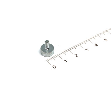 Neodymium Potmagneet 10 x 4,5 mm met M3 buitendraad 2,5 KG gegalvaniseerd