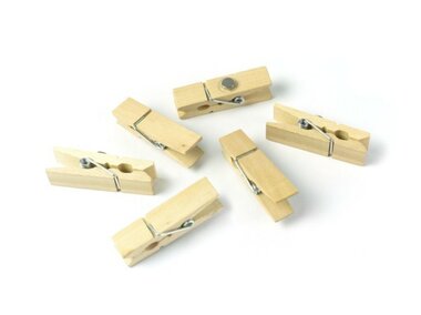 Houten wasknijper magneten naturel kleur - set van 6 stuks