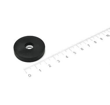 Rubber potmagneet 31 mm Ø6 schroefgat 8,9 KG gegalvaniseerd