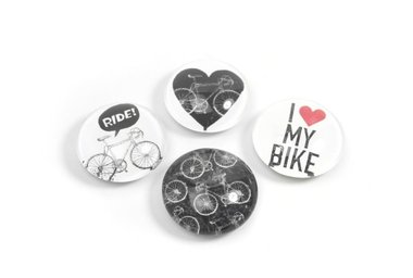 Mooie fiets magneten van glas Bike - set van 4 stuks